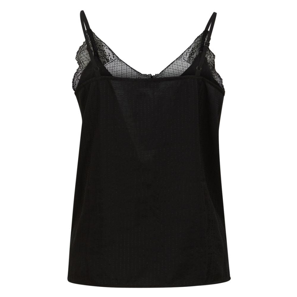 Coster Copenhagen Black CC Heart Luna Woven Lace Top