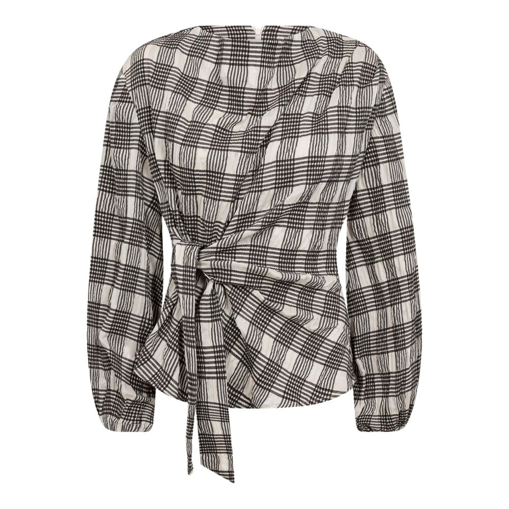 Co'Couture Bone Chandler Check Tie Blouse