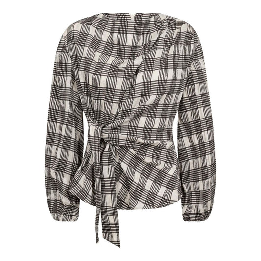 Co'Couture Bone Chandler Check Tie Blouse