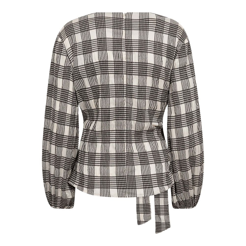 Co'Couture Bone Chandler Check Tie Blouse