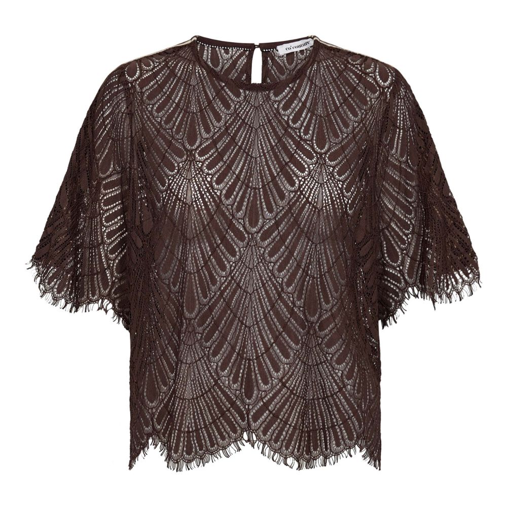 Co'Couture Brown Leti Lace Blouse