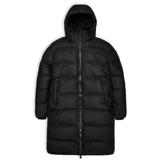 Rains Black Alta Long Puffer Jacket W3T4