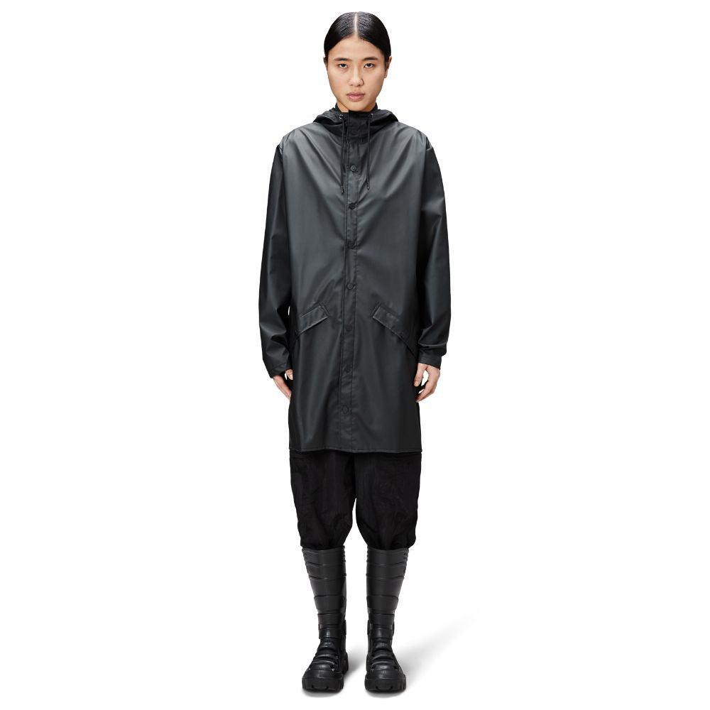 Rains Black Long Jacket W3