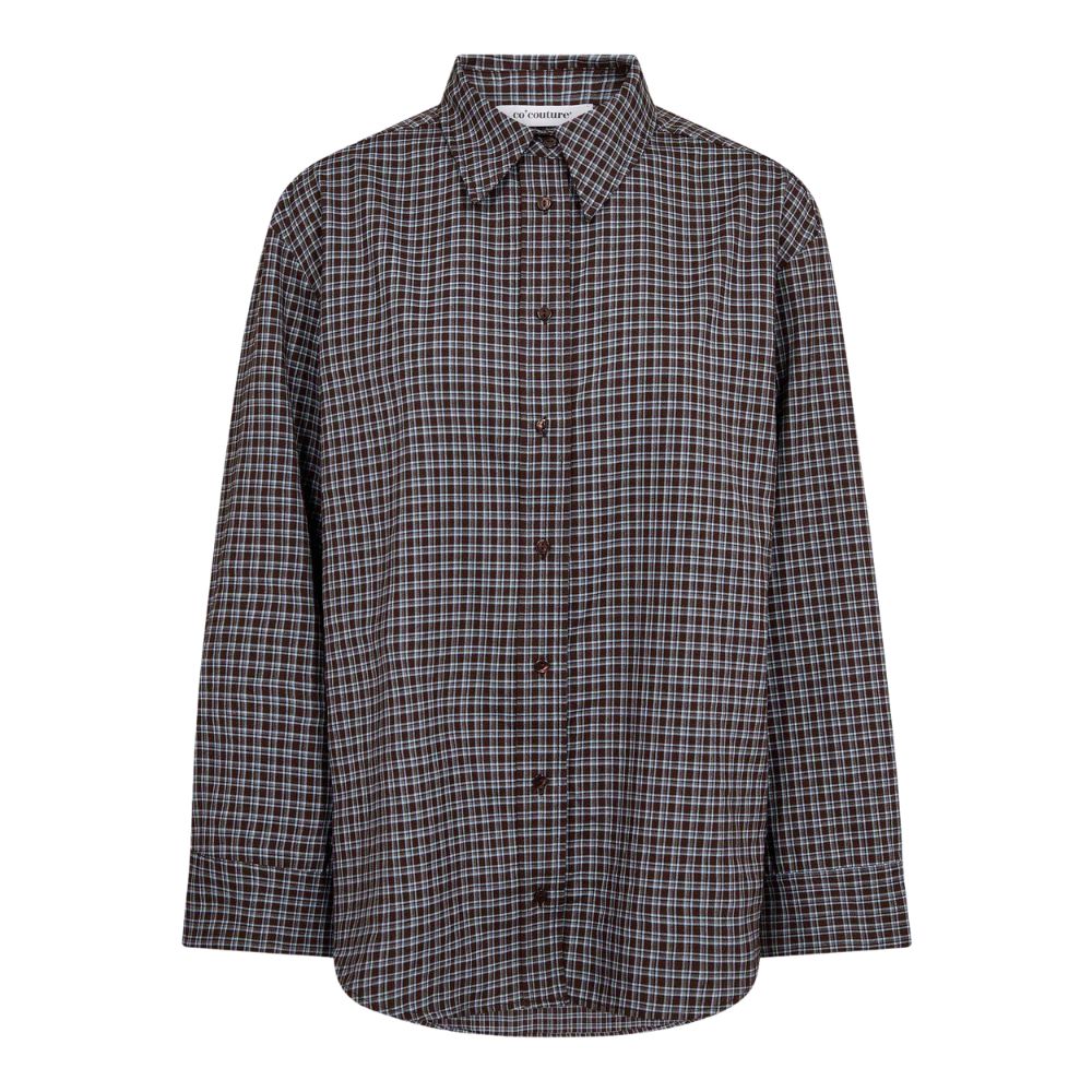 Co'Couture Dark-Brown Odem Check Cuff Shirt