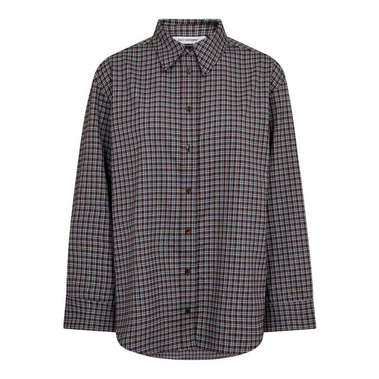 Co'Couture Dark-Brown Odem Check Cuff Shirt