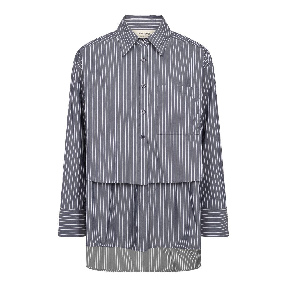 Mos Mosh Navy Barb Stripe Shirt
