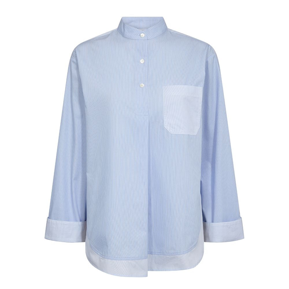 Mos Mosh Lyseblå Bronwyn Stripe Shirt
