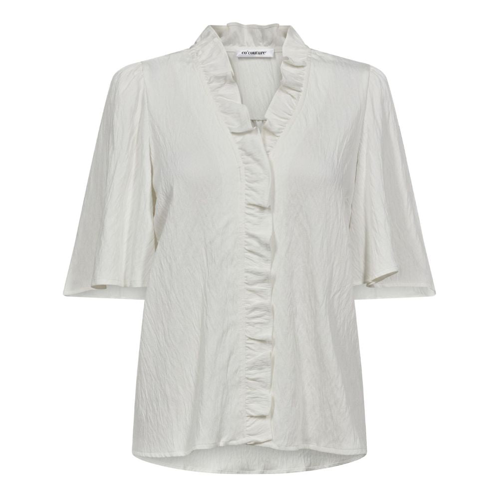 Co'Couture White Sueda Frill Flow Shirt