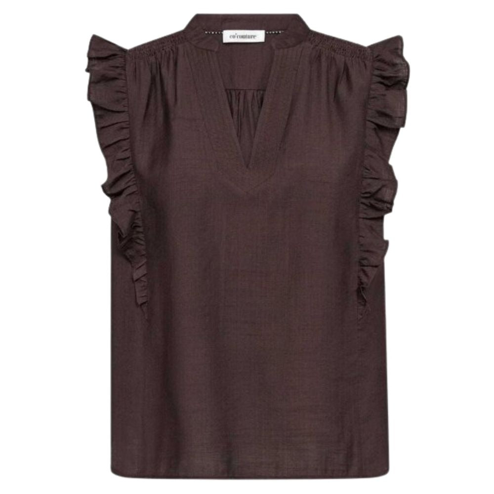 Co'Couture Dark Brown Hera Frill Top