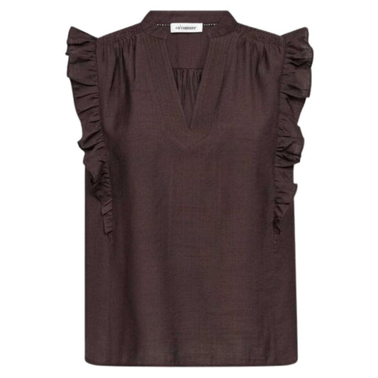 Co'Couture Dark Brown Hera Frill Top