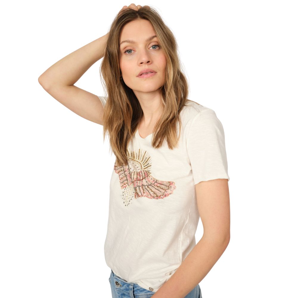 Mos Mosh Powder Pink Nadine O-SS Deco Tee