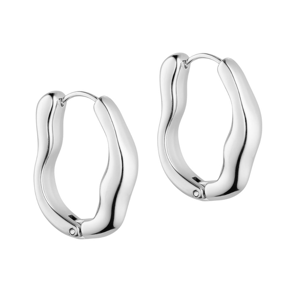 Marea Sølv Wave Oblong Hoops