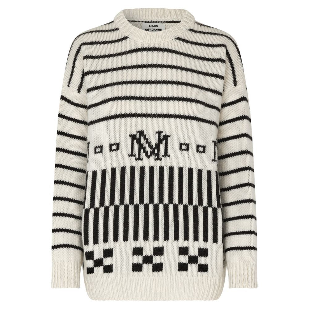 Mads Nørgaard Black/Winter White Lefty Sweater Recycled Iceland