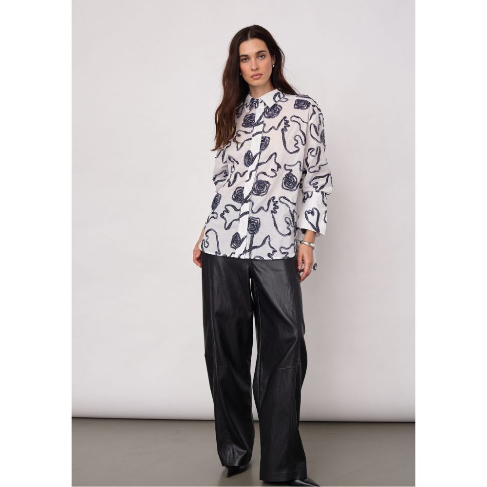 Co'Couture Navy Elric Flower Shirt