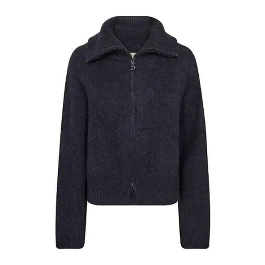 Mos Mosh Navy Hulda Knit Zip Cardigan