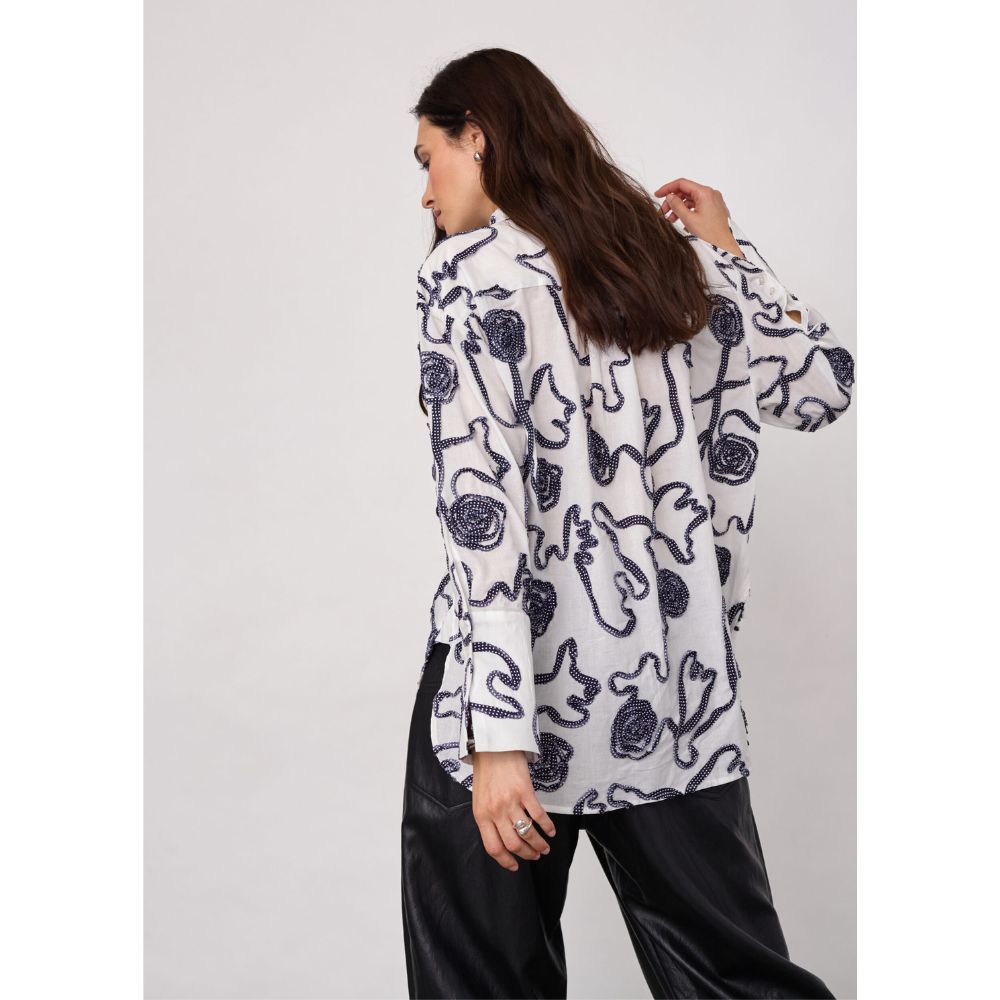 Co'Couture Navy Elric Flower Shirt