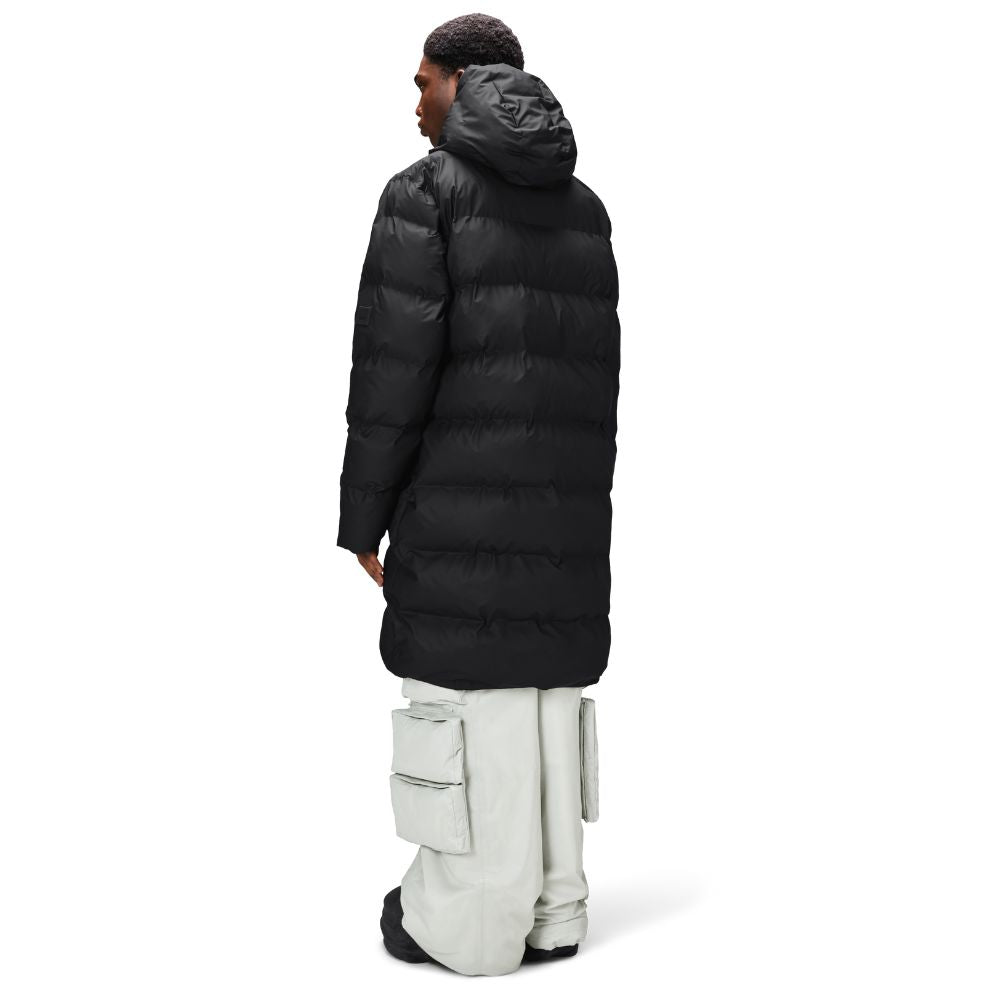 Rains Black Alta Long Puffer Jacket W3T4