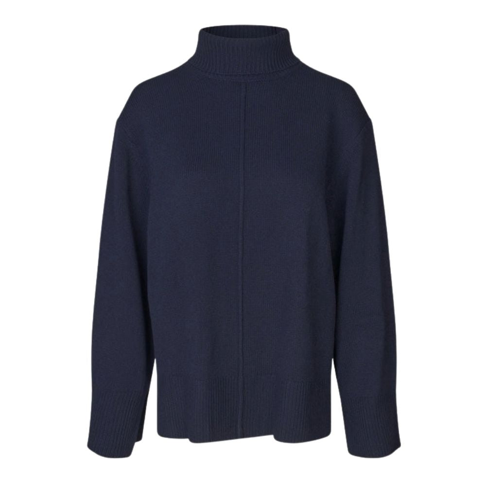 Second Female Navy Alpha Knit Slit Sweater