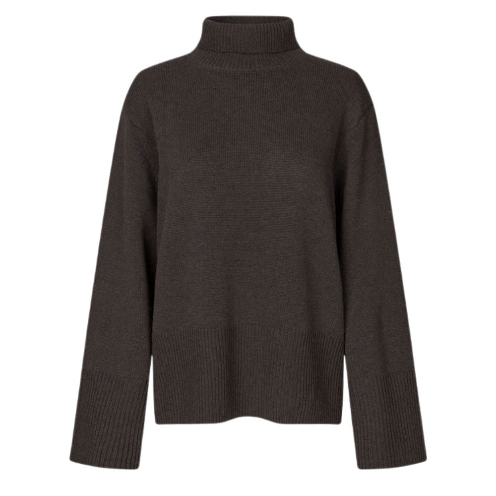 Second Female Brown Alpha Knit T-Neck Sweater