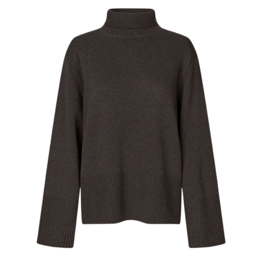 Second Female Brown Alpha Knit T-Neck Sweater