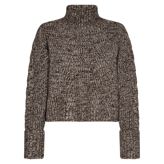Co'Couture Mocca Row Melange Crop Roll Neck