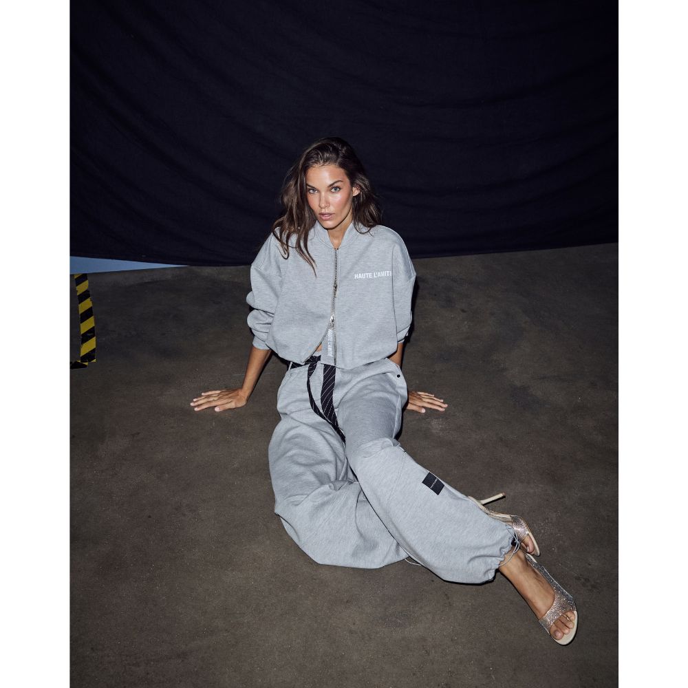 L'AMITIÉ Grey Maxi Crop Zip Sweat