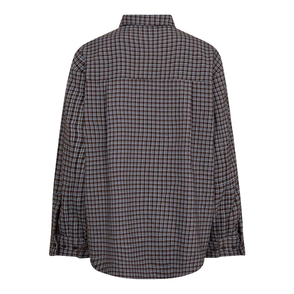 Co'Couture Dark-Brown Odem Check Cuff Shirt