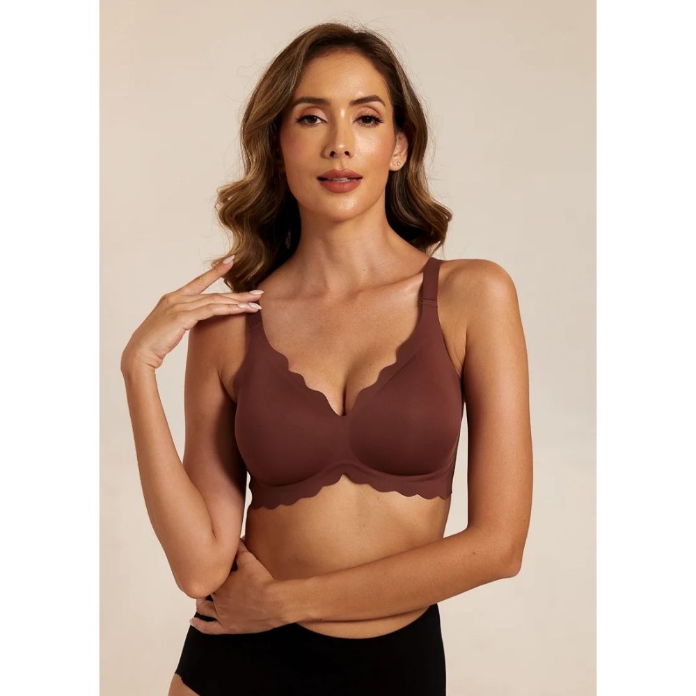FEMIFEMME Velvet Chocolate Soft Scallop Bra