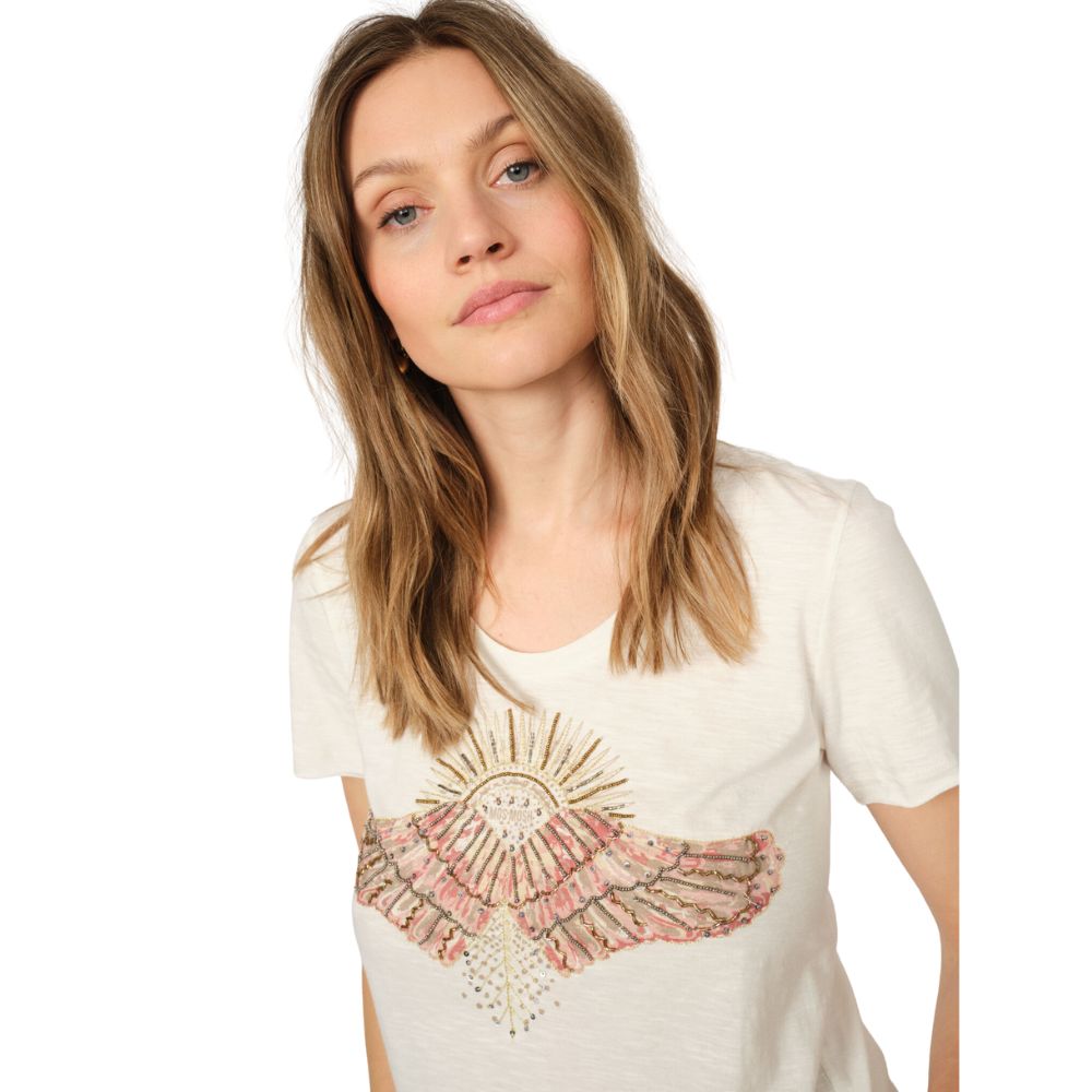 Mos Mosh Powder Pink Nadine O-SS Deco Tee