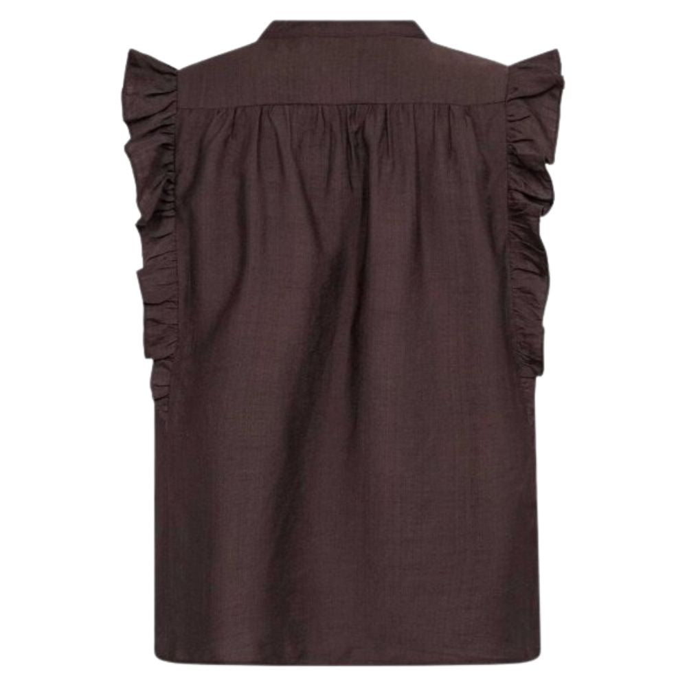 Co'Couture Dark Brown Hera Frill Top