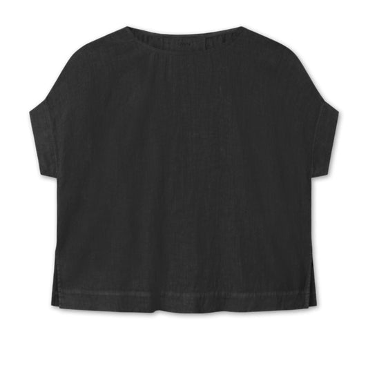 By Basics Sort Hør Wide Top