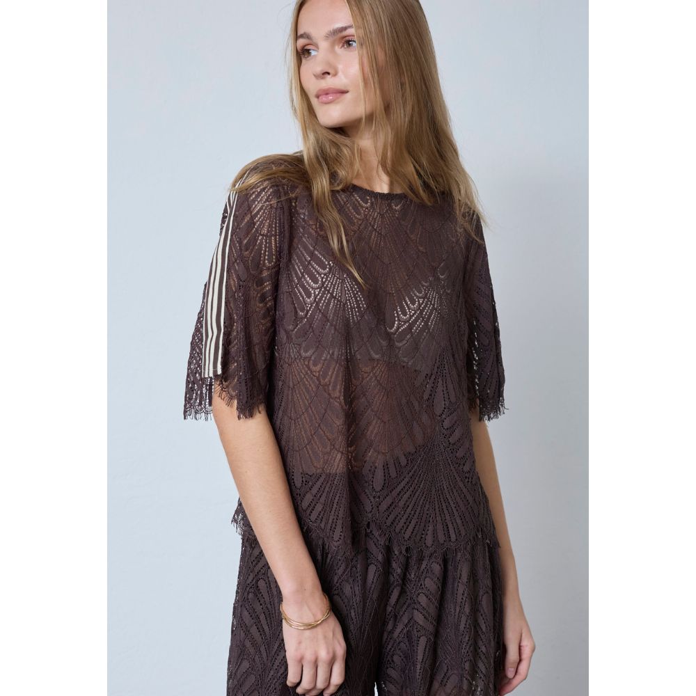 Co'Couture Brown Leti Lace Blouse