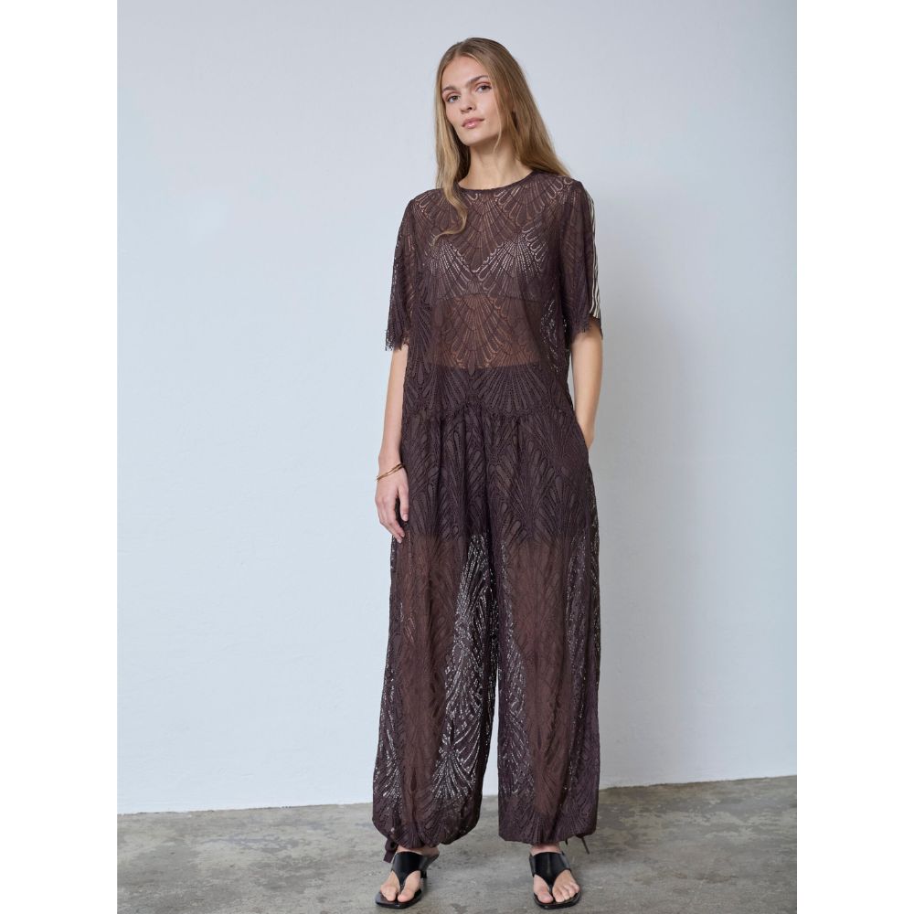 Co'Couture Brown Leti Lace Blouse