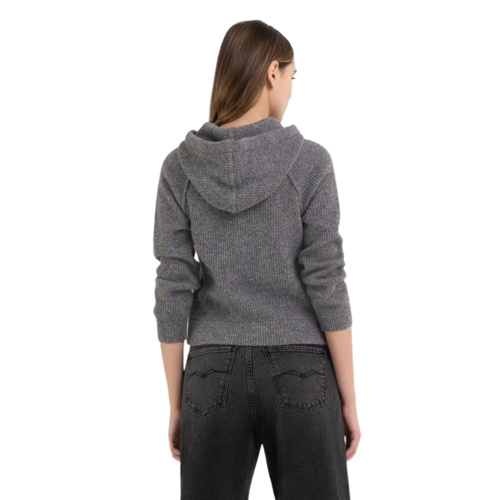 Replay Grey Mesh V/Logo Hoodie