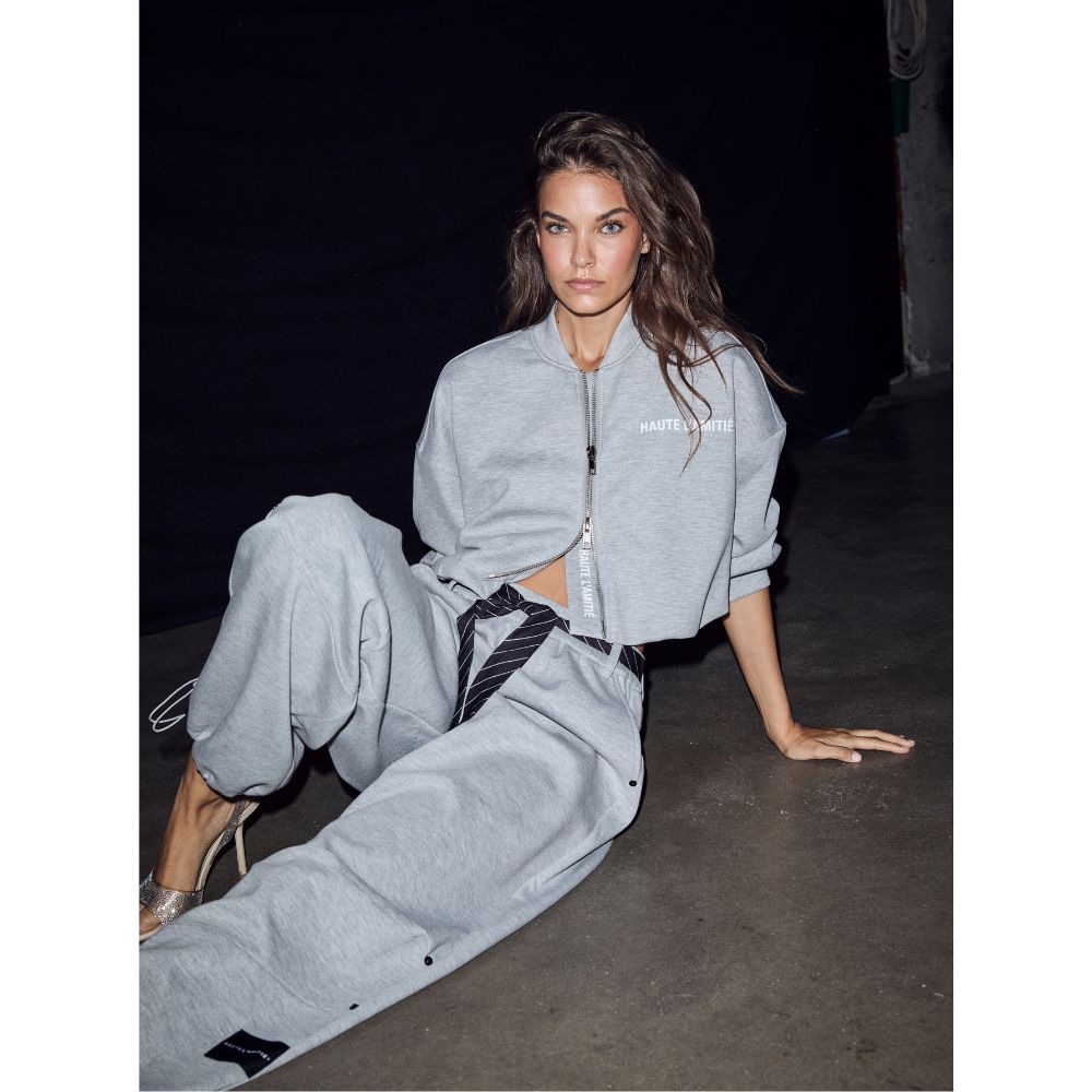 L'AMITIÉ Grey Maxi Crop Zip Sweat