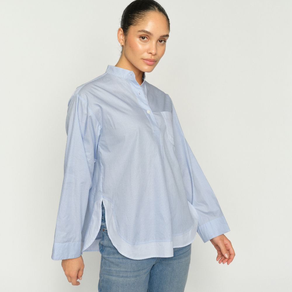 Mos Mosh Lyseblå Bronwyn Stripe Shirt