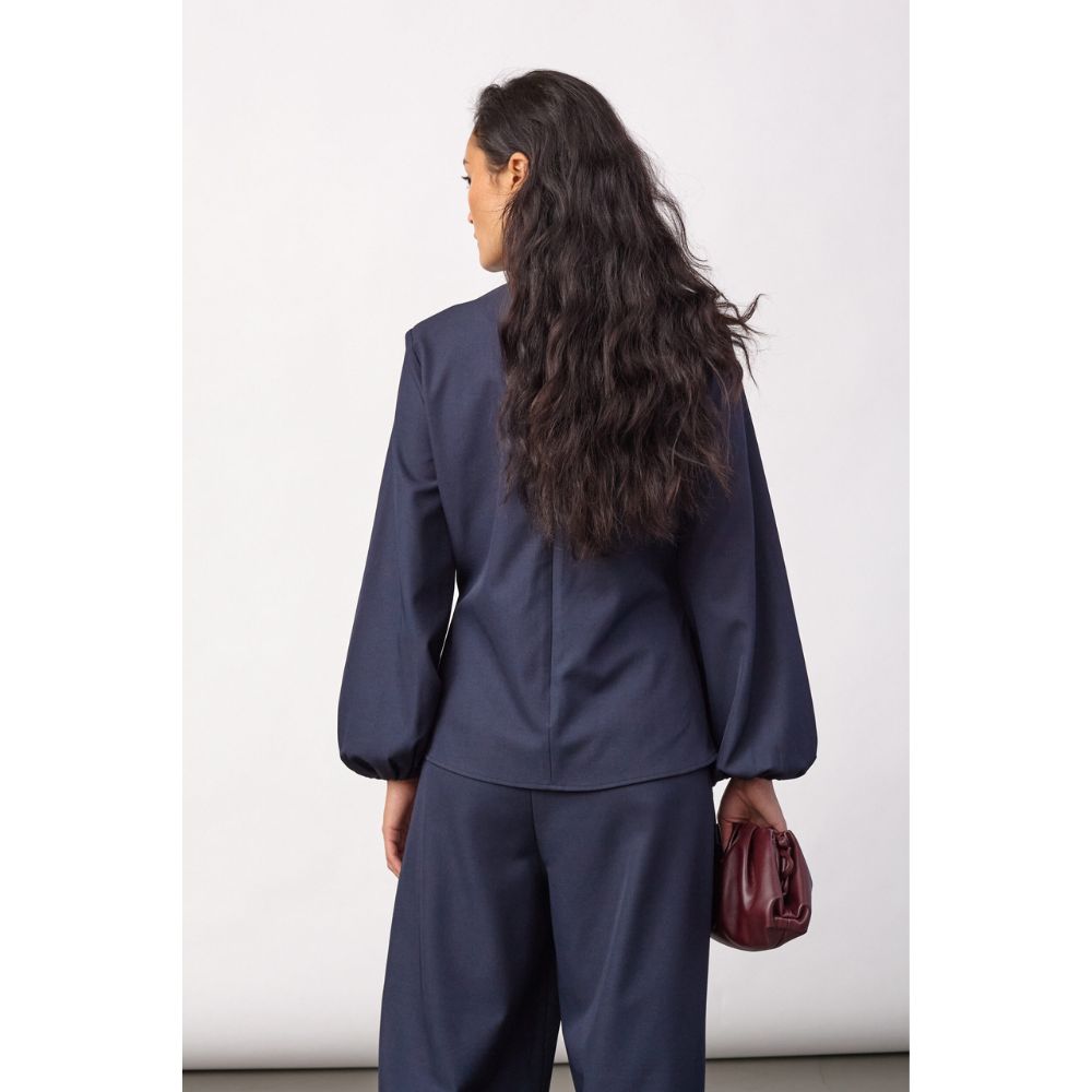 Co'Coture Navy Luna Tie Bluse