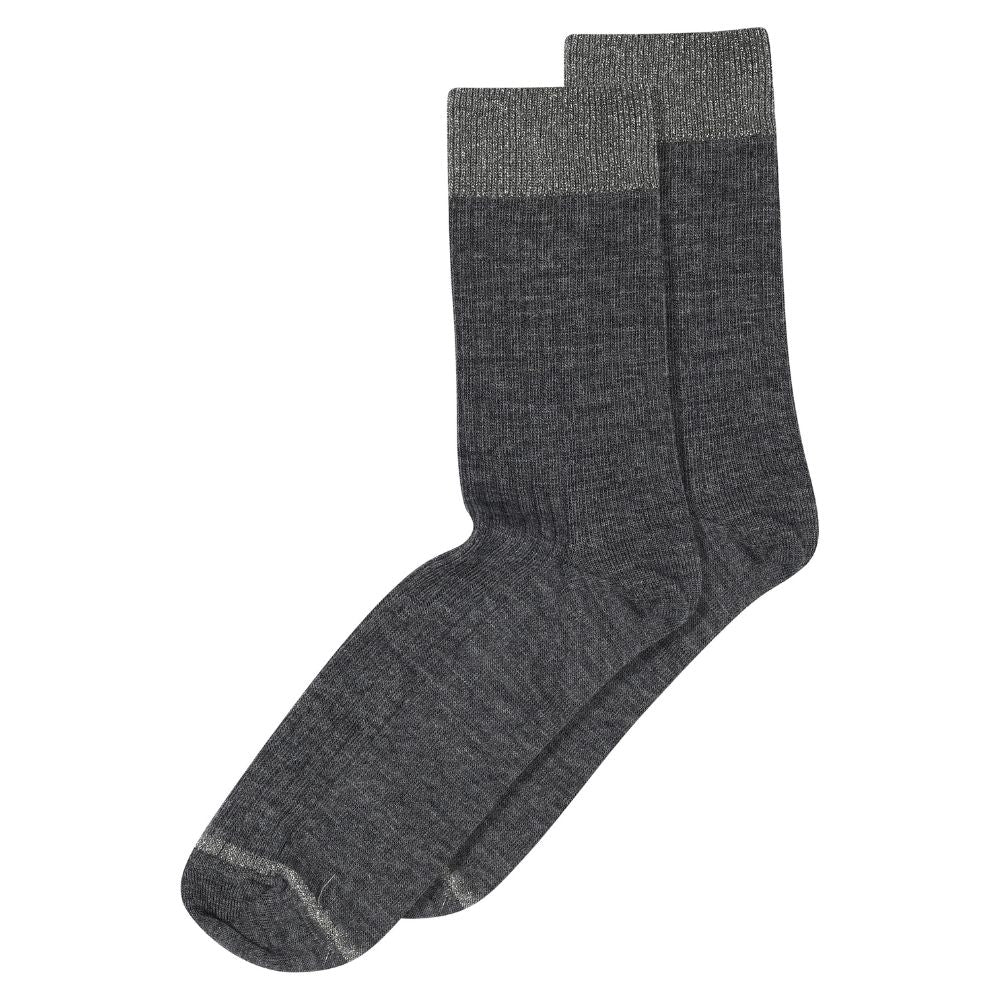 MP Denmark Dark Grey Melange Erin Wool Rib Socks