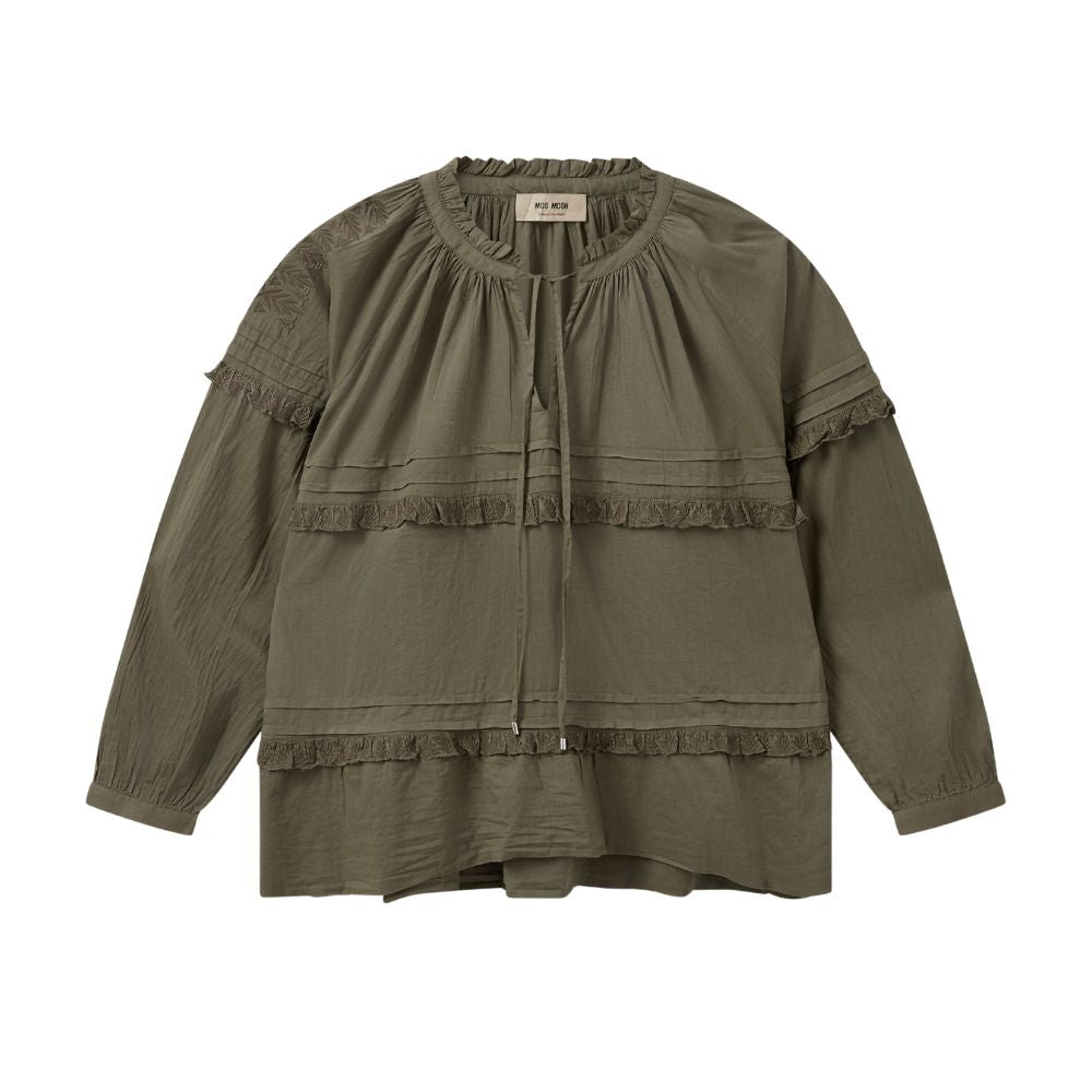 Mos Mosh Dusty Olive Lou Voile Blouse