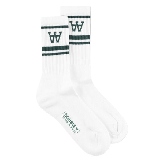 Double A By WOOD WOOD White/Green Con 2-Pack Socks