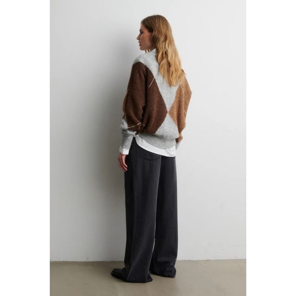 Second Female Grey Forca Knit V-Neckn Sweater