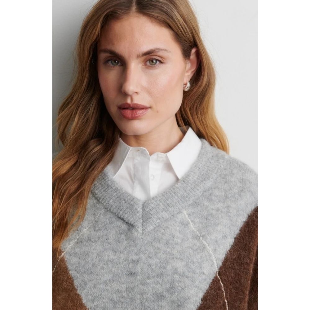 Second Female Grey Forca Knit V-Neckn Sweater