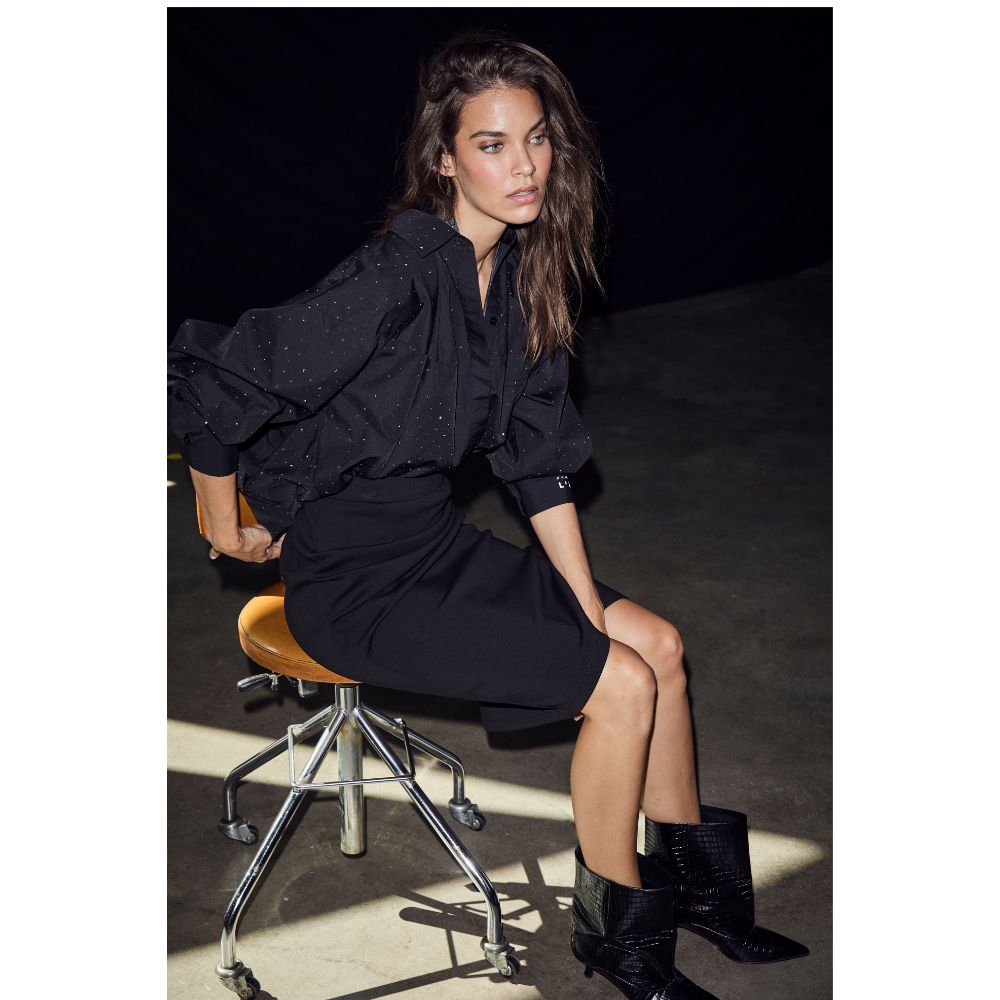 L'AMITIÉ Black Maxi Split Pencil Sk