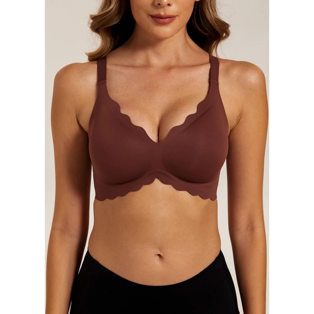 FEMIFEMME Velvet Chocolate Soft Scallop Bra