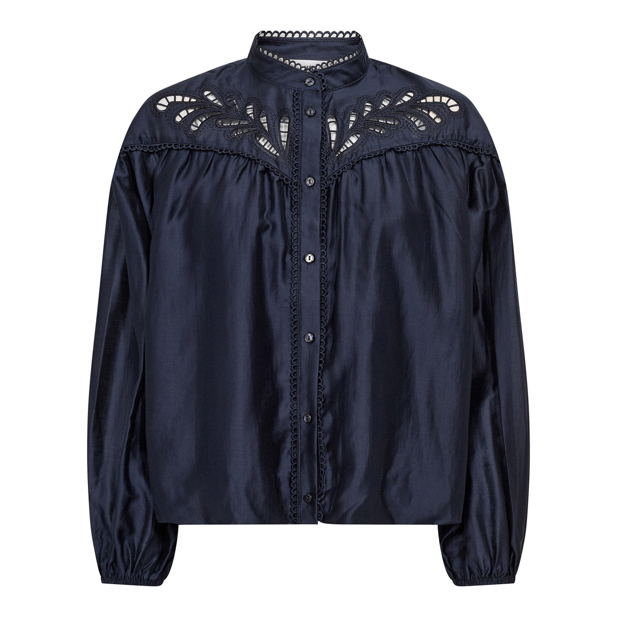 Co`Couture Navy Balloon Lace Shirt