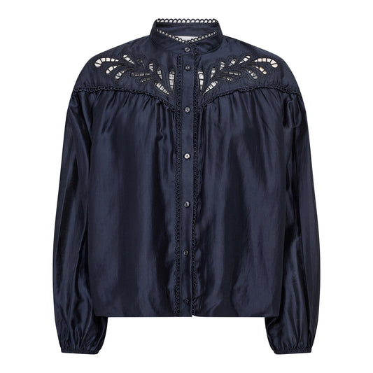 Co`Couture Navy Balloon Lace Shirt