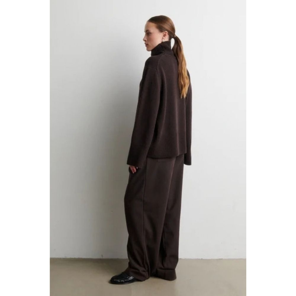 Second Female Brown Alpha Knit T-Neck Sweater