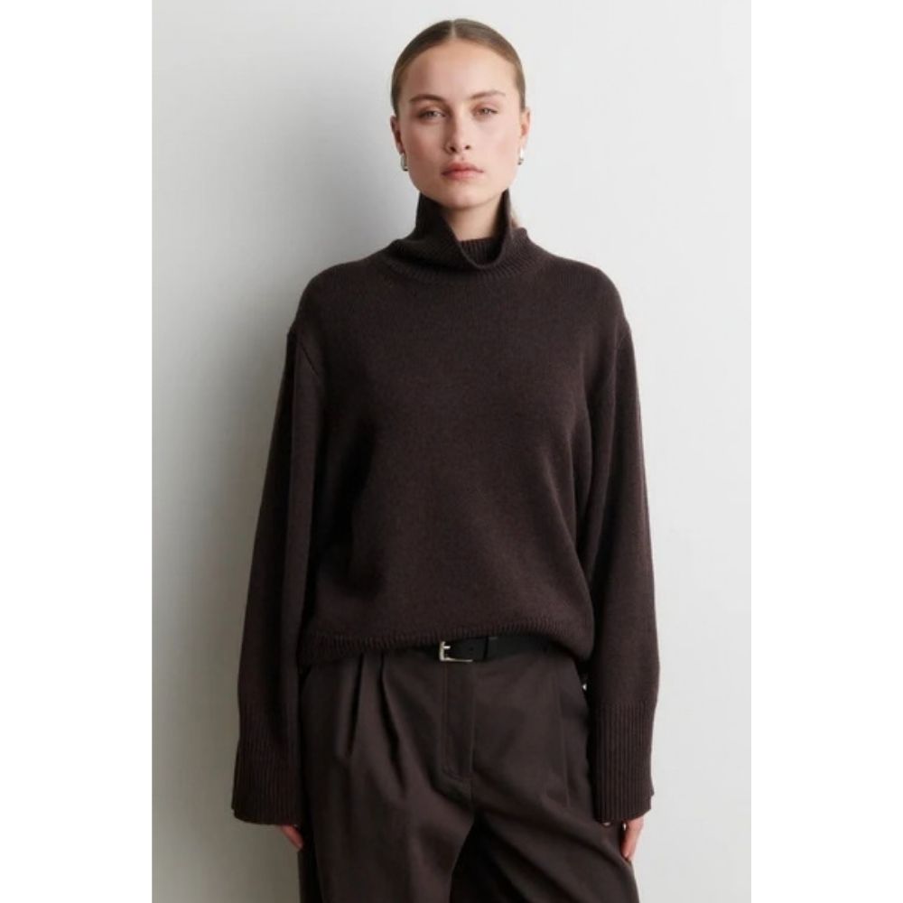 Second Female Brown Alpha Knit T-Neck Sweater