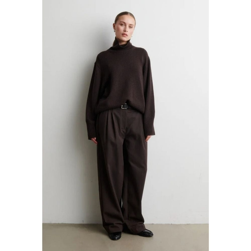Second Female Brown Alpha Knit T-Neck Sweater