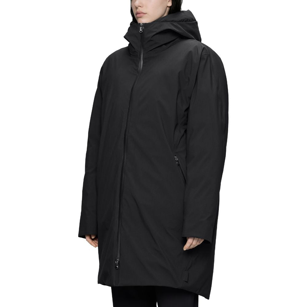 RAINS Black Sarna Long Puffer Jacket